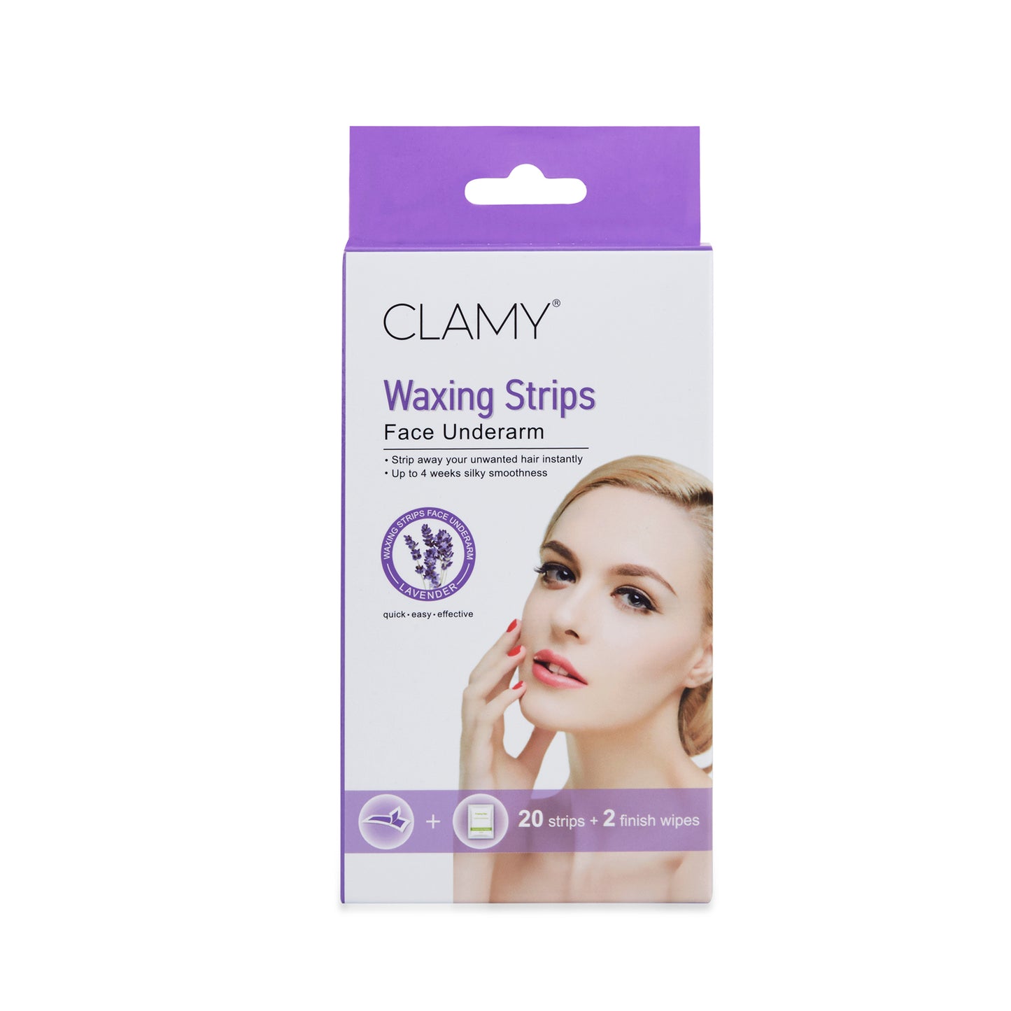 Face & UnderArms Waxing Strips with Natural Extracts Instant Removal Silky Smoothness Up to 4 Weeks (20 Strips + 2 Finish Wipes)