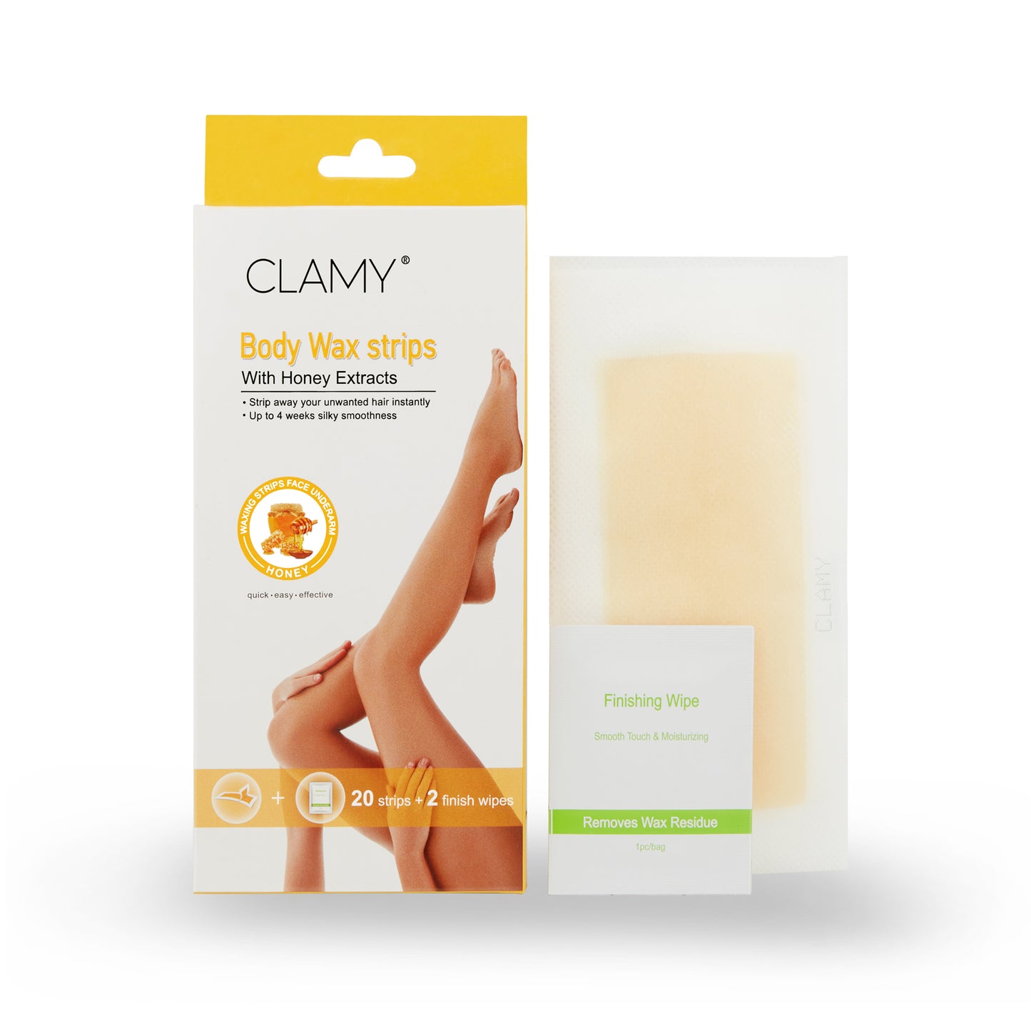 Full Body Wax Strips with Natural Extract Instant Removal Silky Smoothness Upto 4 Weeks (20 Strips + 2 Finish Wipes)