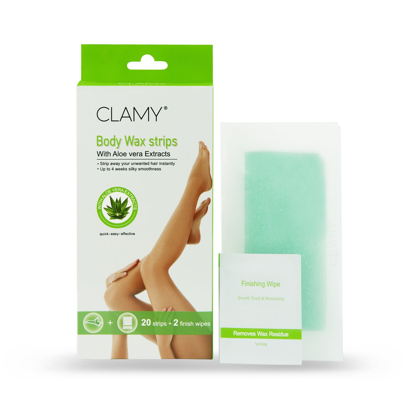 Full Body Wax Strips with Natural Extract Instant Removal Silky Smoothness Upto 4 Weeks (20 Strips + 2 Finish Wipes)