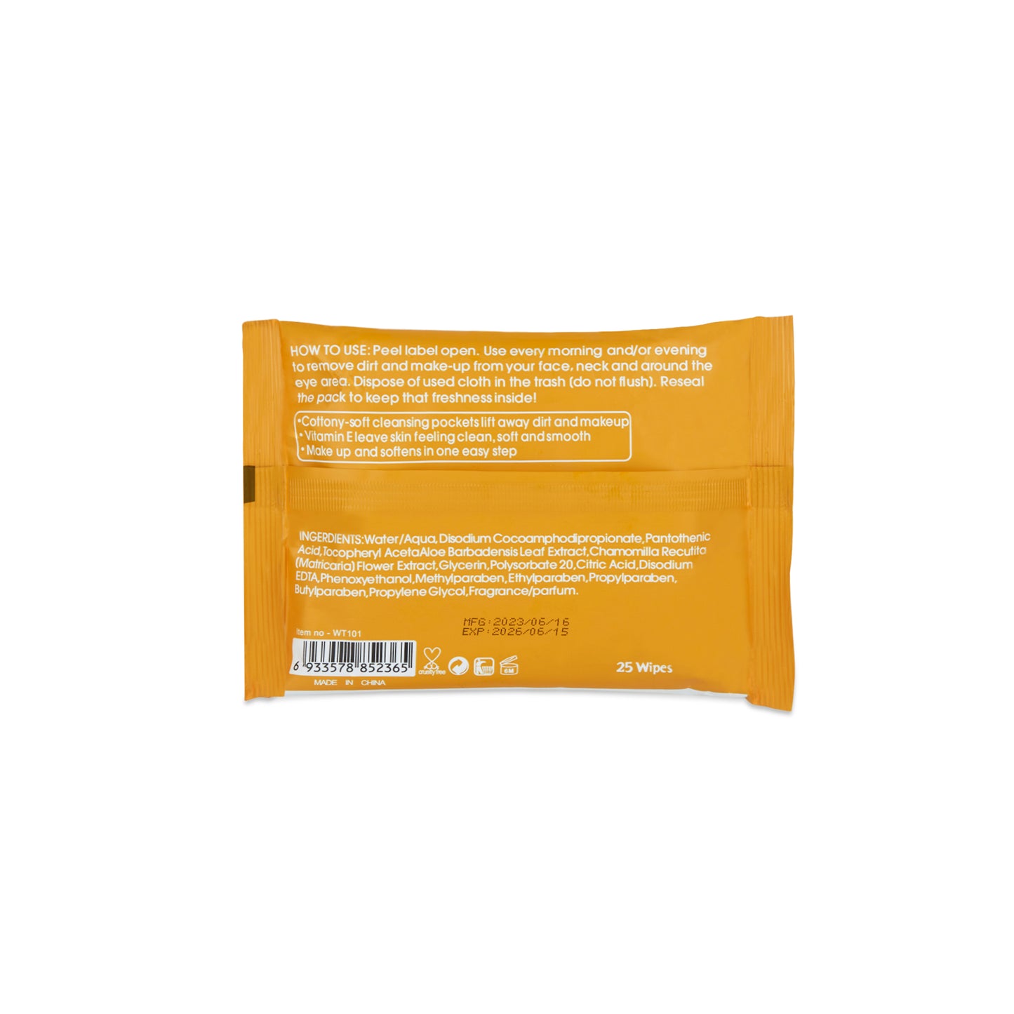 Clamy Makeup Remover Wipes with Vitamin C, Cleans & Removes Makeup 25 Wipes