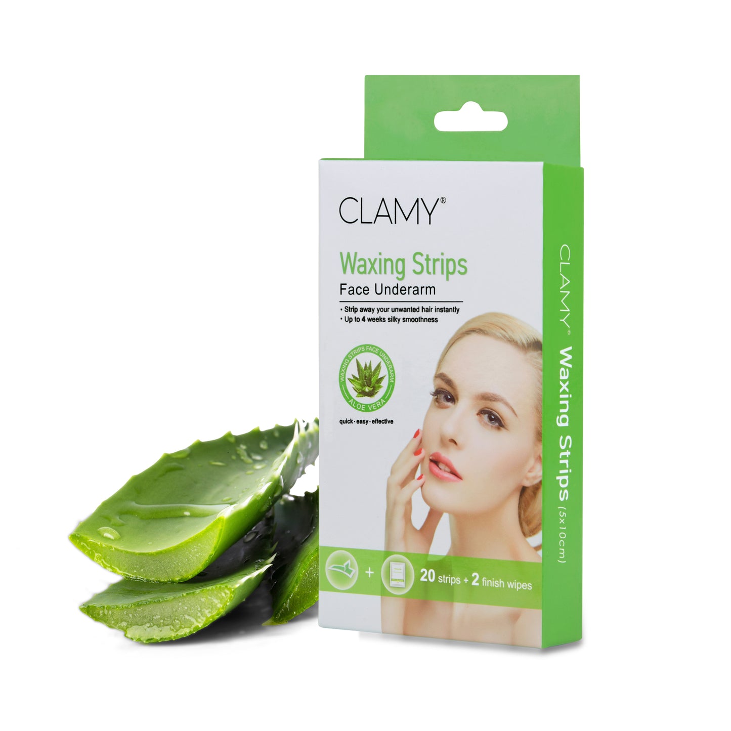 Face & UnderArms Waxing Strips with Natural Extracts Instant Removal Silky Smoothness Up to 4 Weeks (20 Strips + 2 Finish Wipes)