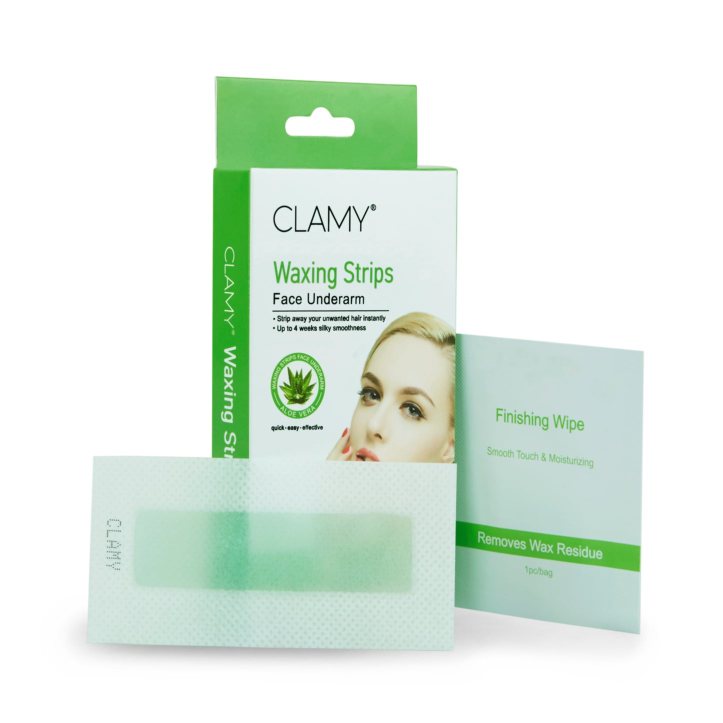 Face & UnderArms Waxing Strips with Natural Extracts Instant Removal Silky Smoothness Up to 4 Weeks (20 Strips + 2 Finish Wipes)