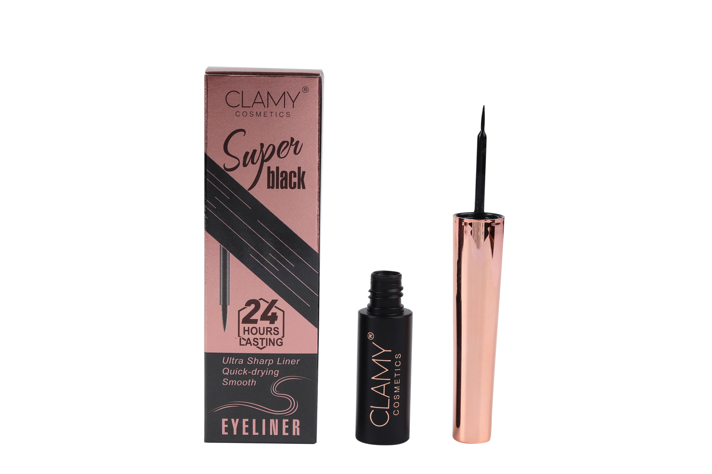 Waterproof Super Black Smooth Eyeliner, Upto 24 Hours Long Lasting Ultra Sharp Liner, Quick Drying 7 ml - Super Black