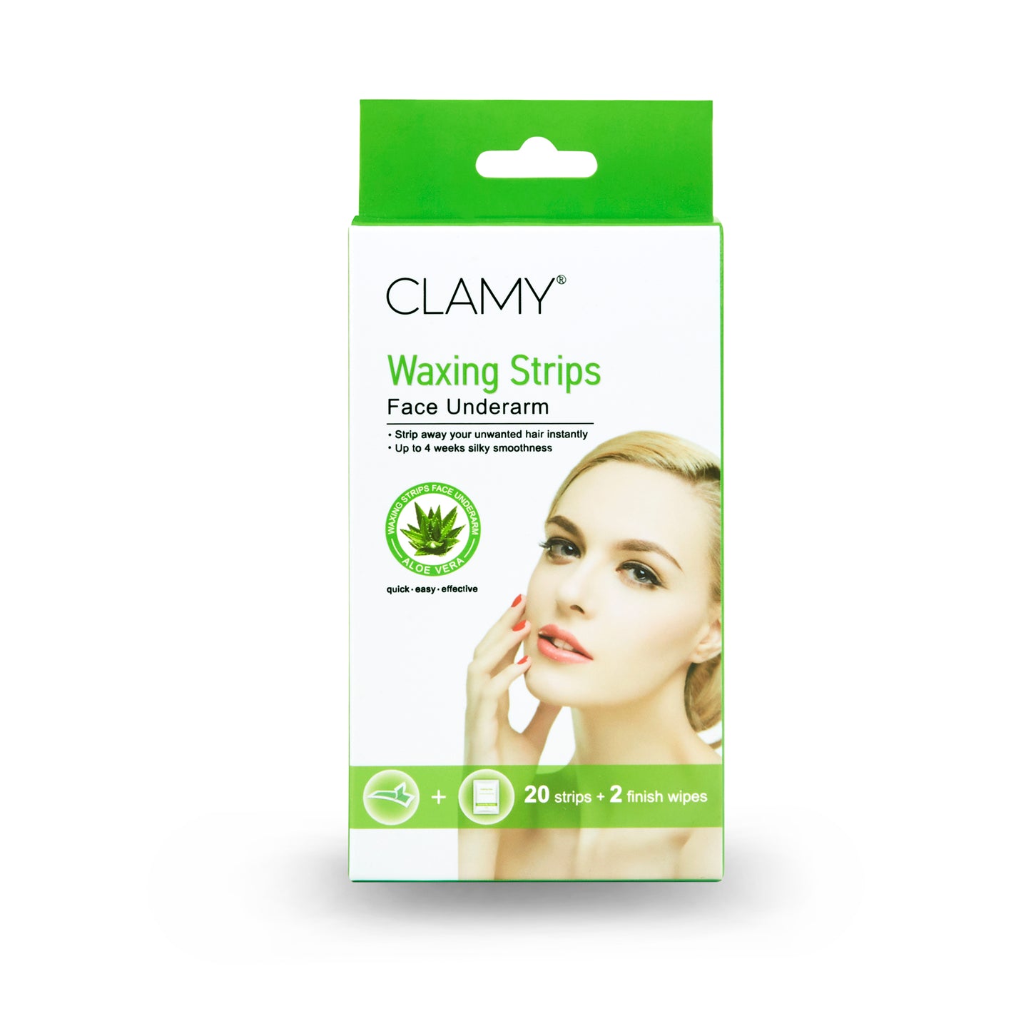 Face & UnderArms Waxing Strips with Natural Extracts Instant Removal Silky Smoothness Up to 4 Weeks (20 Strips + 2 Finish Wipes)