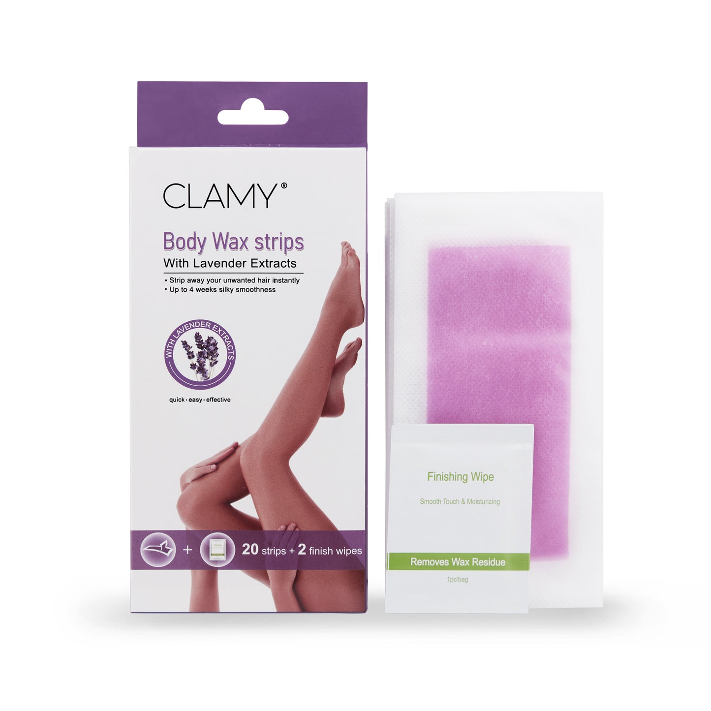 Full Body Wax Strips with Natural Extract Instant Removal Silky Smoothness Upto 4 Weeks (20 Strips + 2 Finish Wipes)