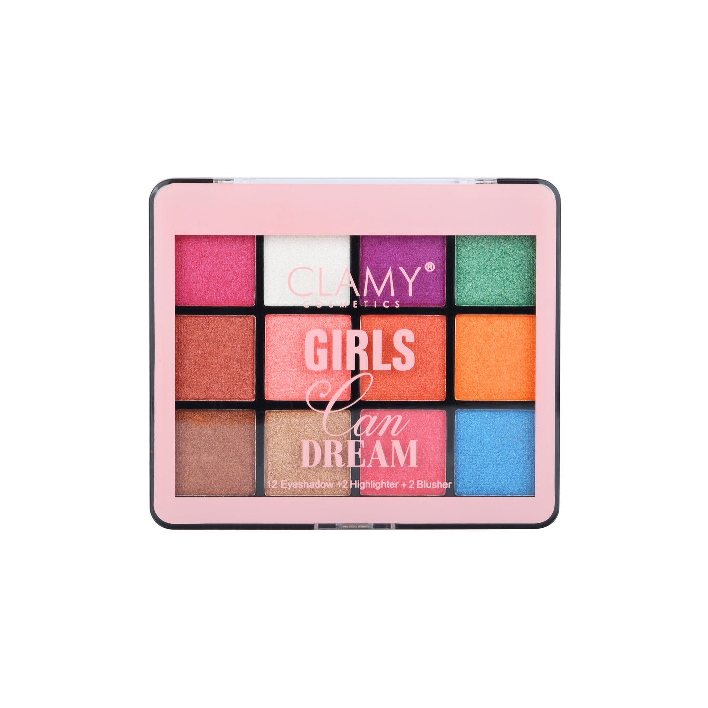 Girls Can Dream Makeup palette| 12 Shimmery Eyeshadow+2 Shimmery Highlighter+ 2 Matte Blusher+1 Applicator- 30g